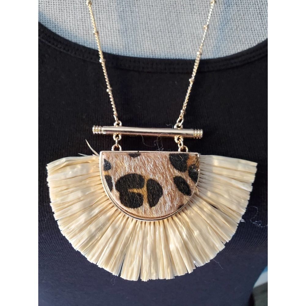 Women's Rafia Jungle Cheetah Necklace